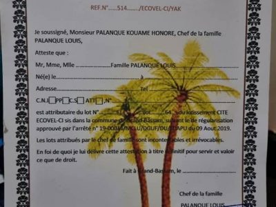 Grand-Bassam: Propriétaire terrien liquide 500 m2