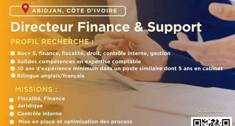 Recherche d’un Directeur Financier & Support (H/F)
